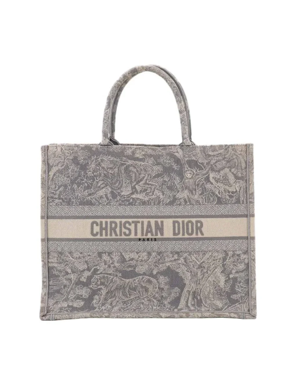 Dior Toile de Jouy Book Tote Large Canvas Gray Ecru